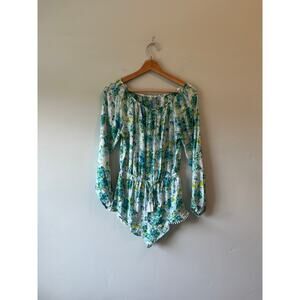 Victoria's Secret Blue Floral Lightweight Pull-on Romper